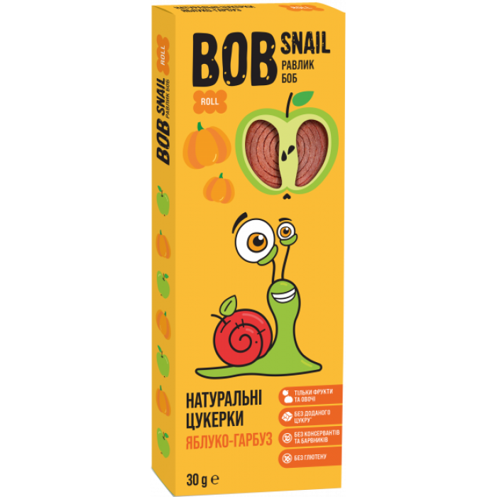Натуральні цукерки Bob Snail Яблуко-Гарбуз, 30 г (520255) - 